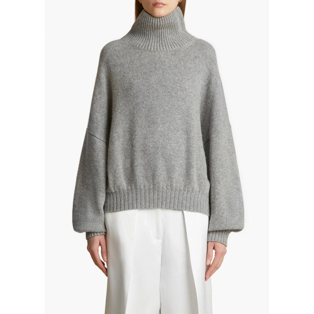 KHAITE Morris Cashmere Sweater in Granite Grey